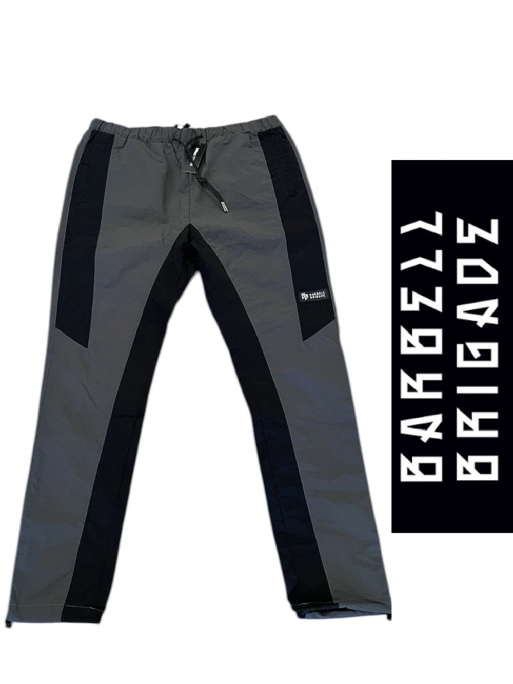 Barbell Brigade Unisex Gray Black Drawstring Pockets Polyamide Pants